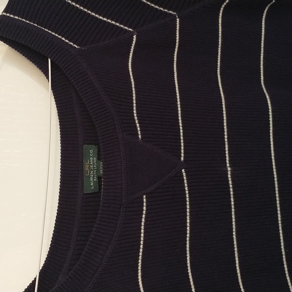 Ralph Lauren Sweater Dress Navy White Stripe Long Sleeve LRL 100% Cotton - Picture 2 of 6